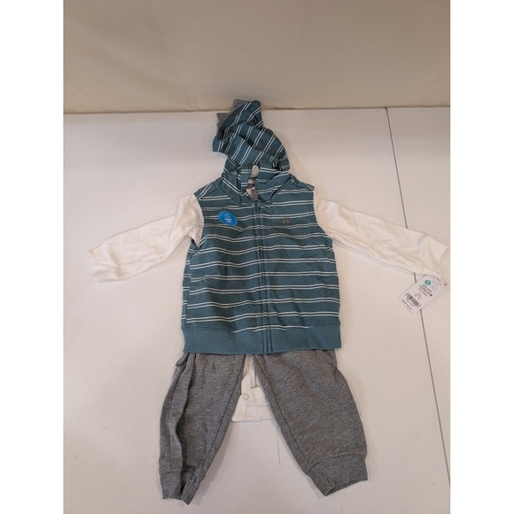Carter's Baby Boys 3 Piece Set 18M Hoodie Bodysuit Pants Dinosaur Outfit NWT - Picture 1 of 5